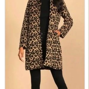Lulu’s women’s leopard print pea coat size M NWT